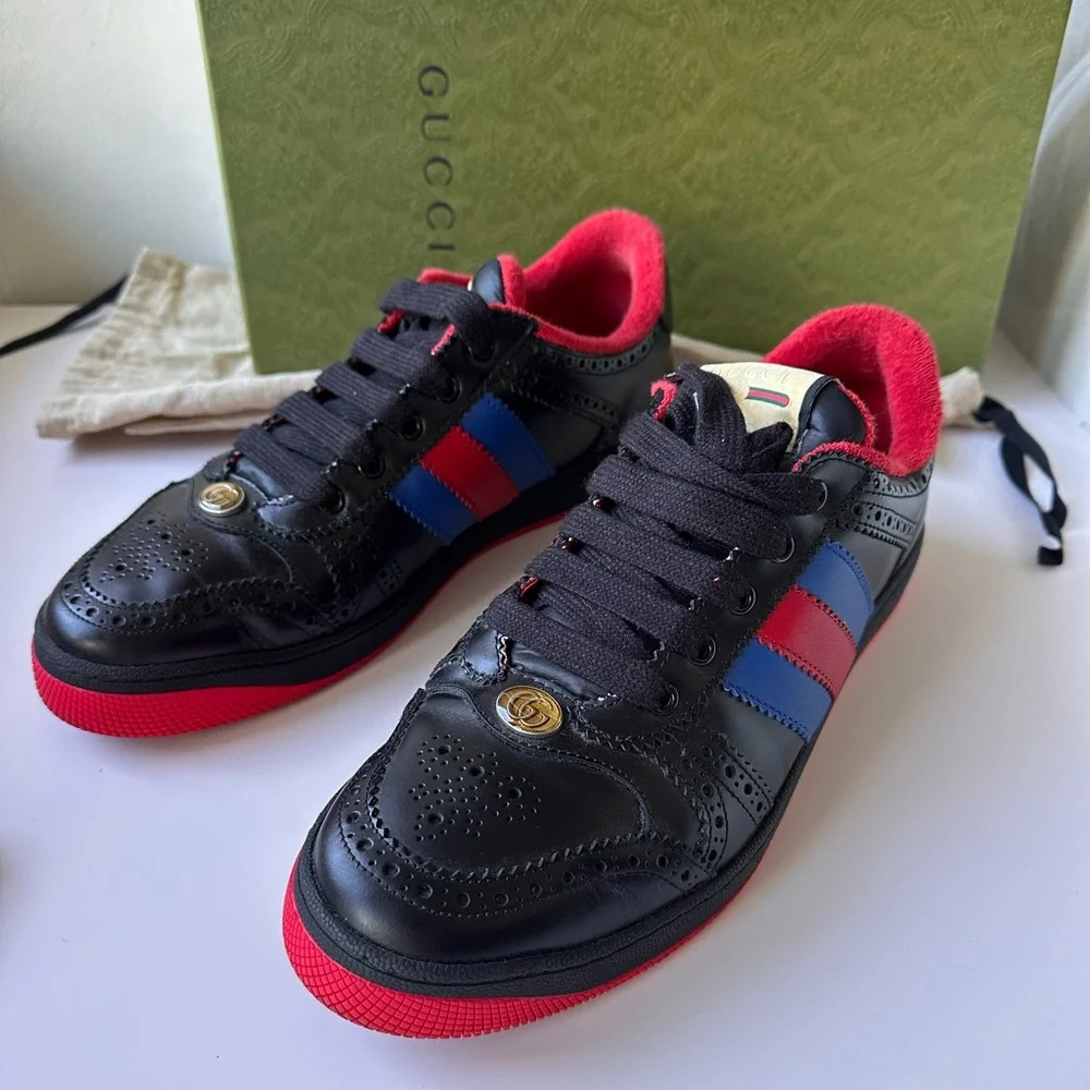 NEW Gucci  Black and Red Sneakers